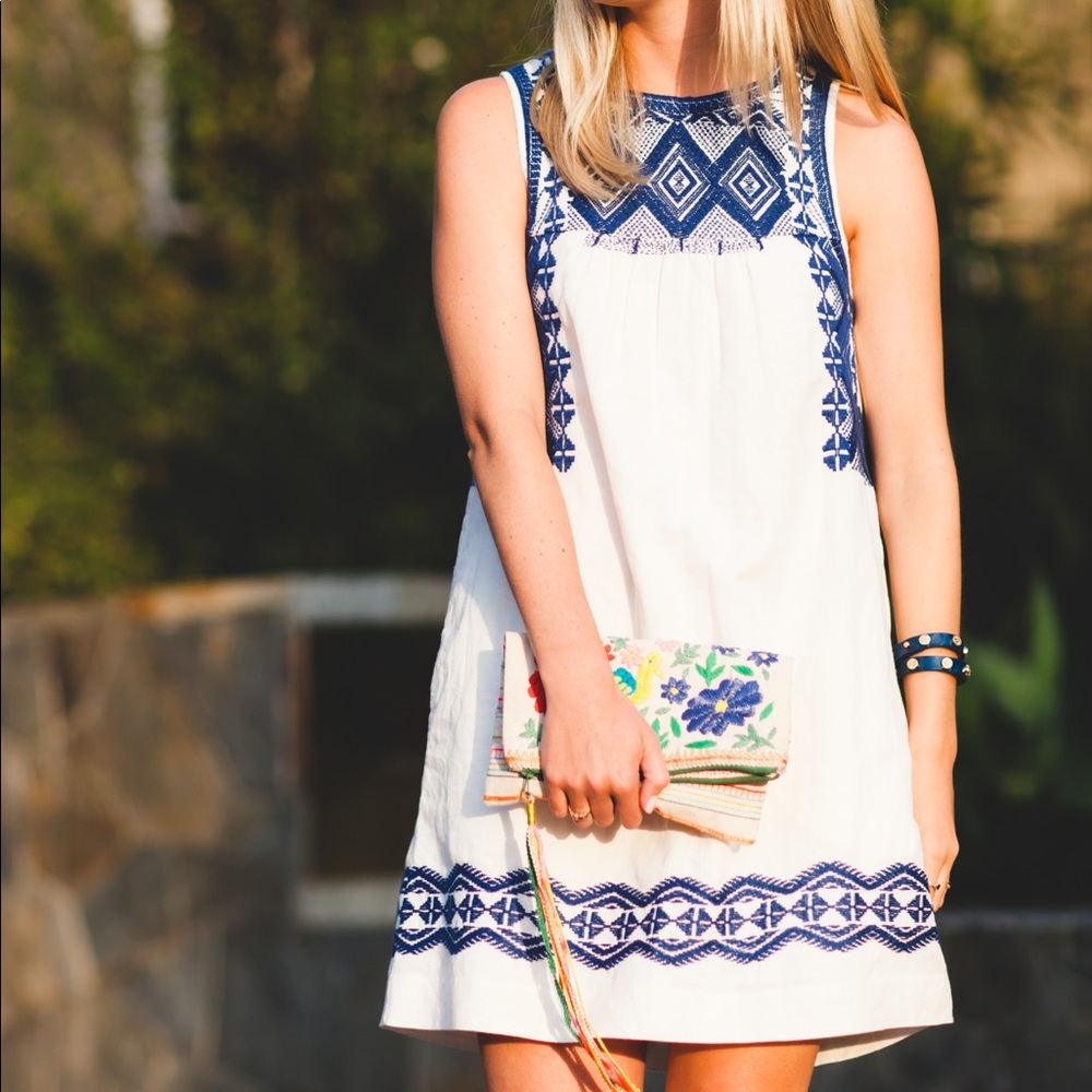 White and blue dress